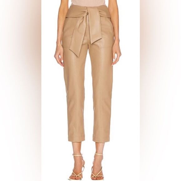 Jonathan Simkhai ‘Tessa’ leather trousers NWOT Faux Leather Pant in Camel - Picture 2 of 11